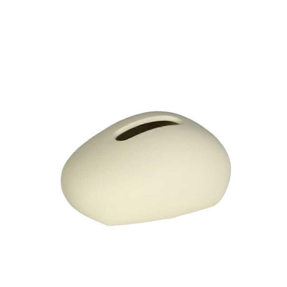 Ceramic Rectangular Tissue Box Cover Beige Decorative Tissue Holder for Home Office and Bathroom