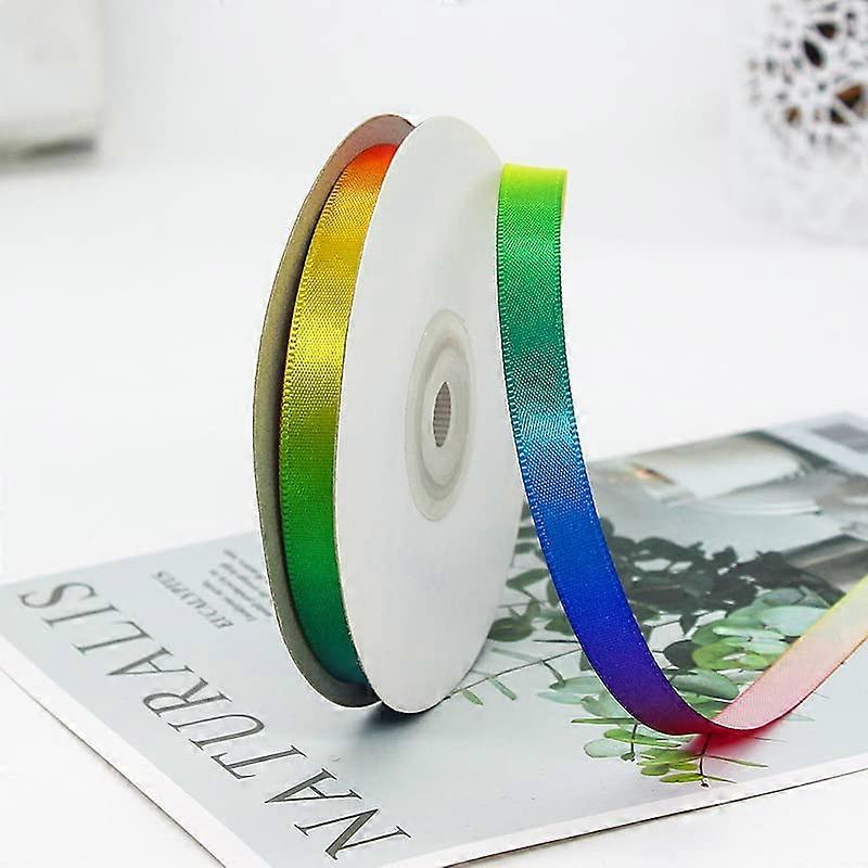 10mm Gradient Rainbow Satin Ribbon Roll 22m Single Sided Polyester for Gift Wrapping and Crafts