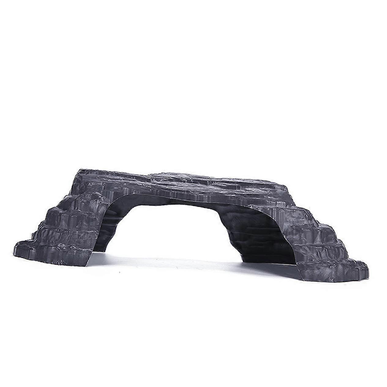 Turtle Basking Platform with Ramp and Realistic Aquarium Hideout Cave Bridge Decoration