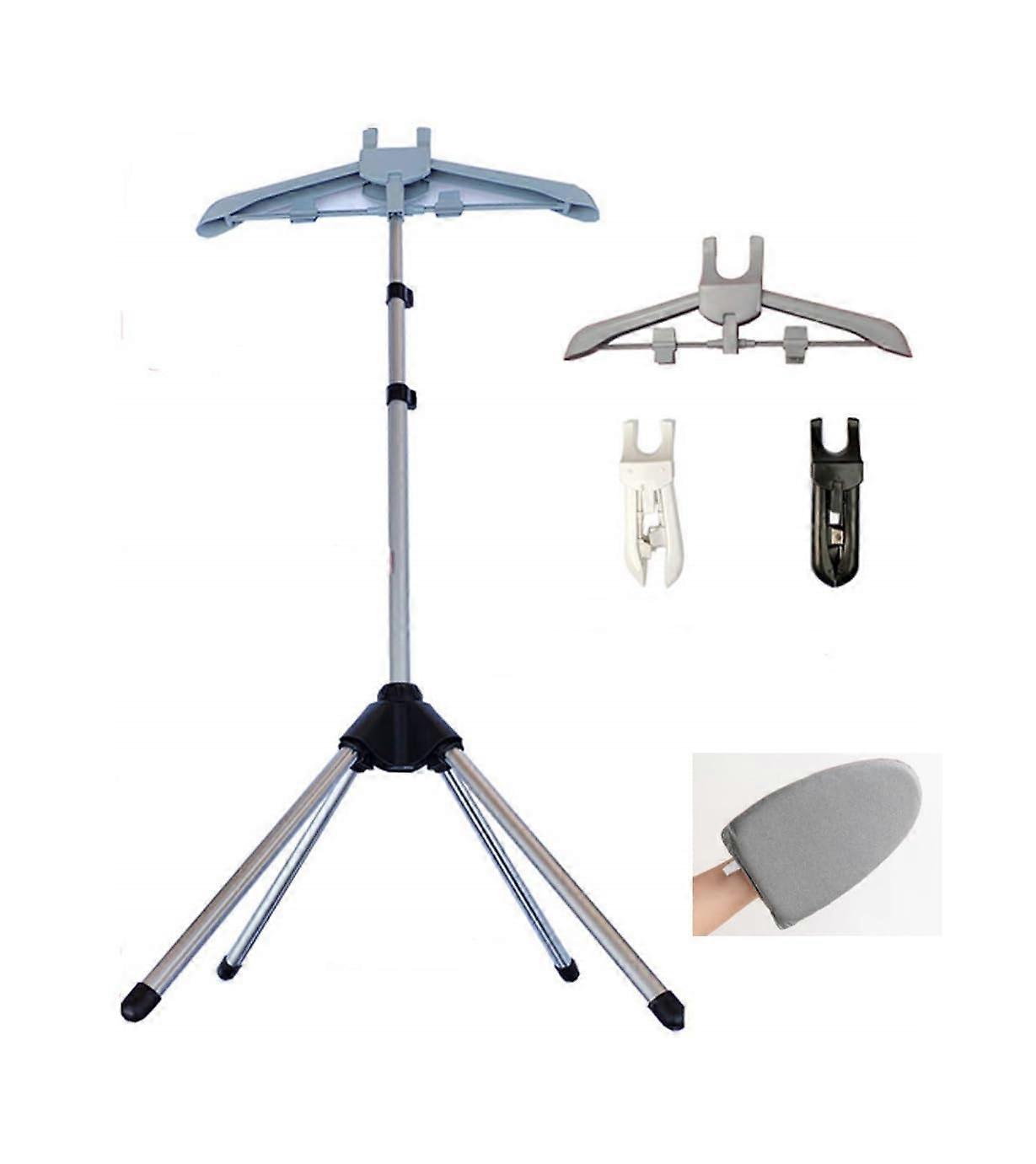 Garment Steamer Rack with ThreeStage Adjustable Height, Foldable Ironing Stand, Grey