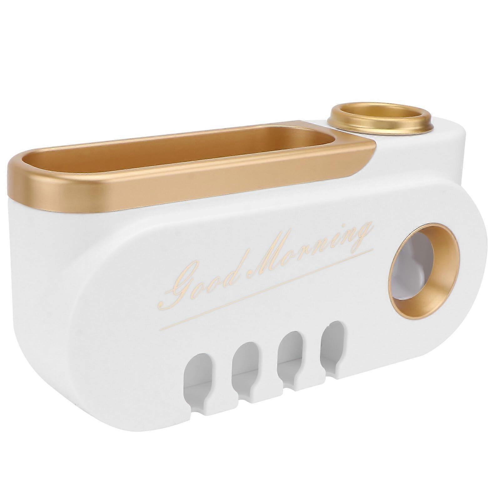 Wall Mounted Toothbrush Holder SelfAdhesive NoDrill Bathroom Storage Rack for Toothpaste and Accessories