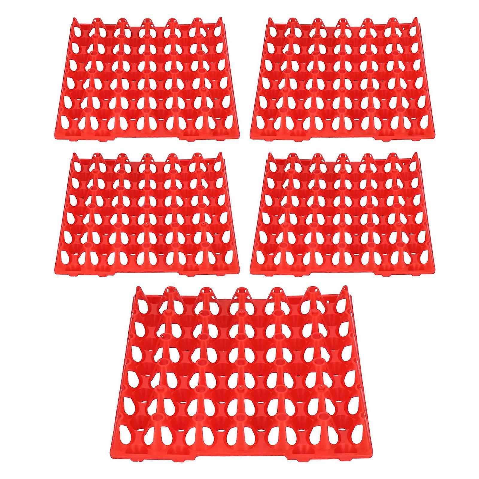 5 Pcs Red 30 Egg Plastic Trays, Stackable Durable Egg Cartons for Storage and Transport