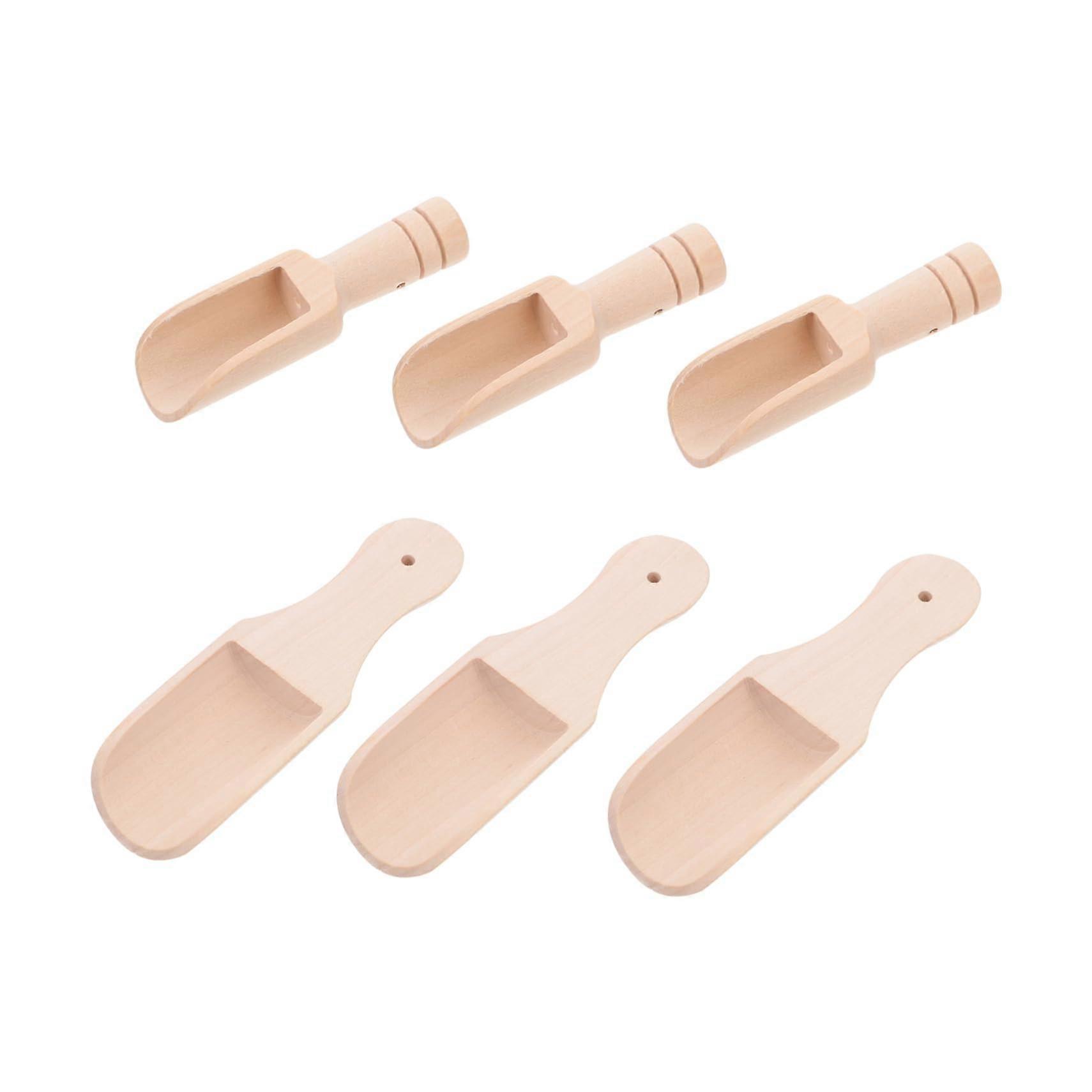 6pcs Wood Kitchen Scoop Set for Salt Flour Bath Salt MultiPurpose Use Smooth Craftsmanship