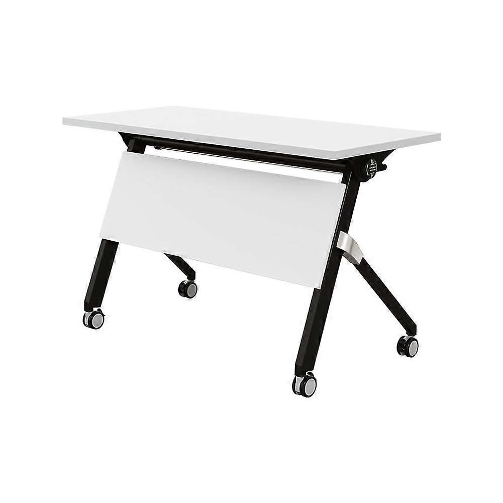 Folding Training Table with Wheels, Modern Rectangular Mobile Office Conference Desk 160x50cm