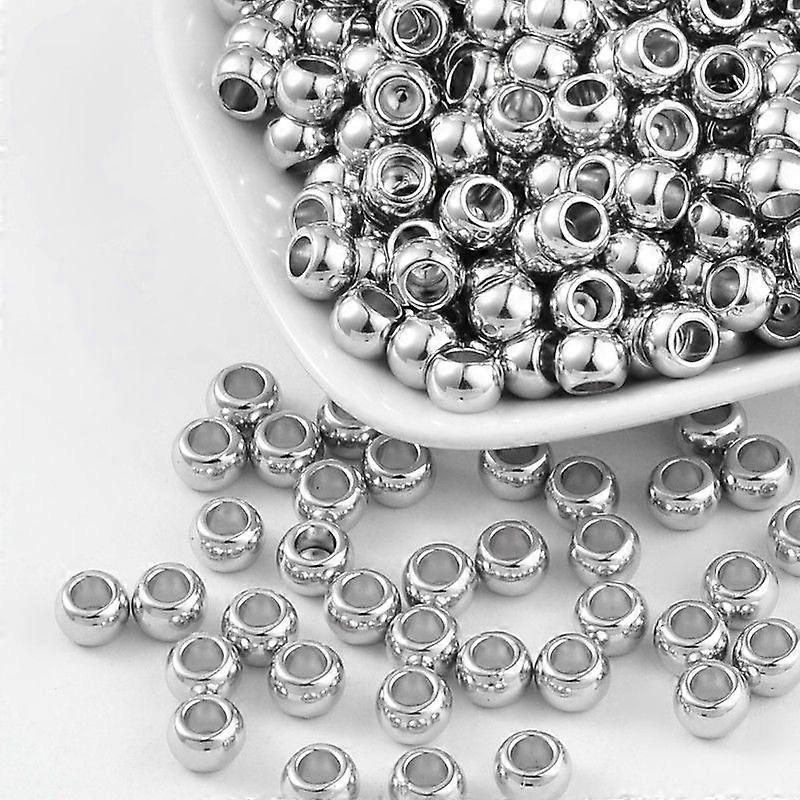 CCB Plastic Beads Nickel color Flat Round 5x7mm Hole: 4mm