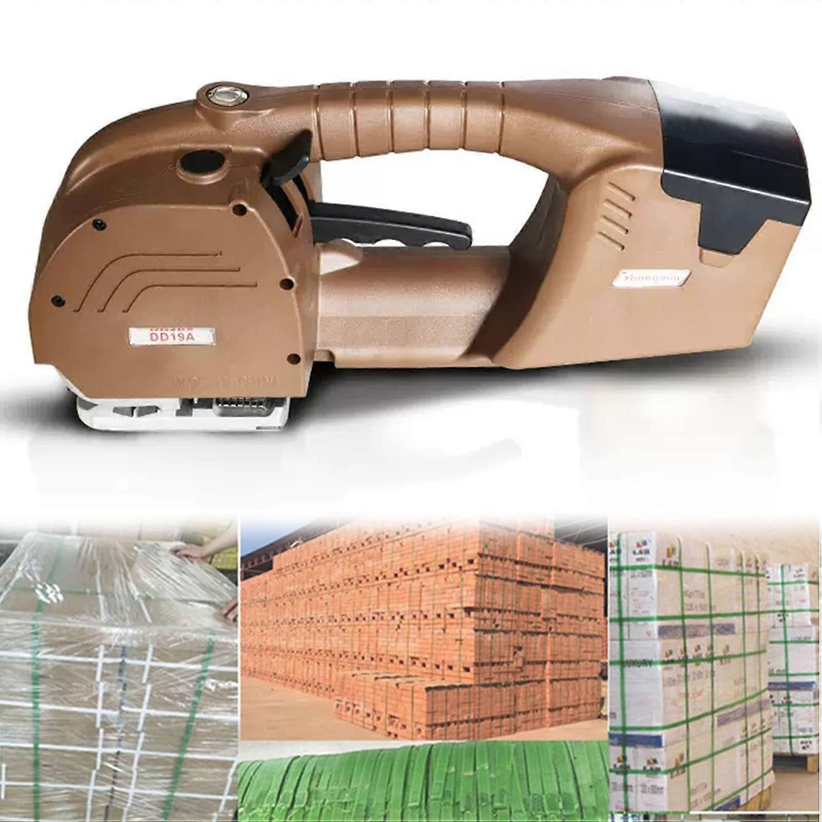 Electric Strapping Machine with 2x6000mAh Battery, Automatic Weld and Cut for PET PP Straps