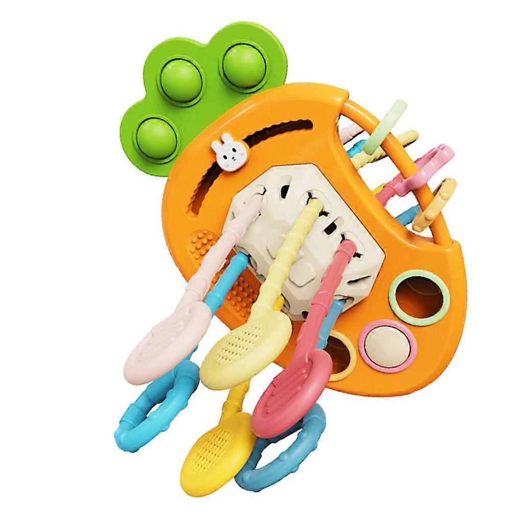 Interactive Pull String Toy Orange Plastic Educational Baby Toy