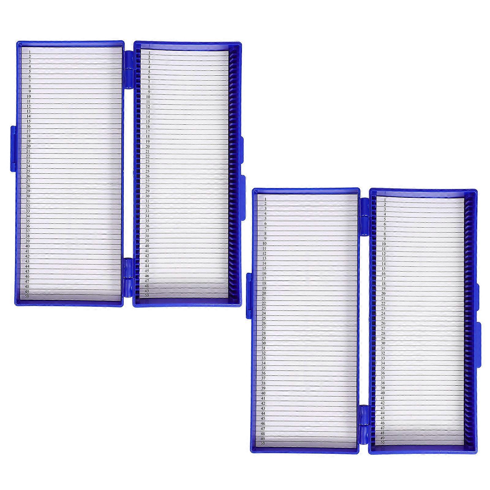 Glass for Holding Use 2Pcs Slide Cases with Numbered Slots Dark Blue
