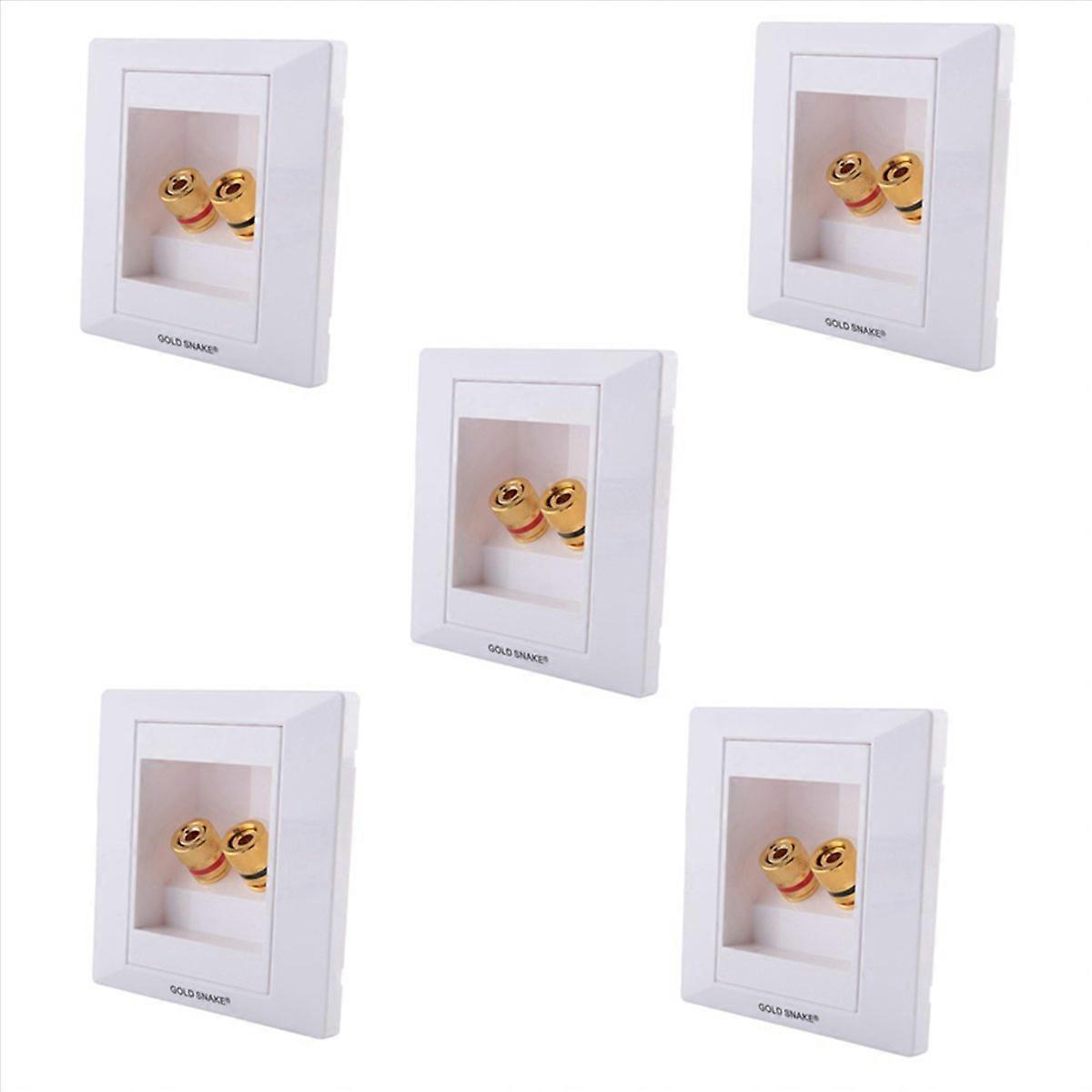 5X Wall Socket Connection Port with 2 Jack Speaker White