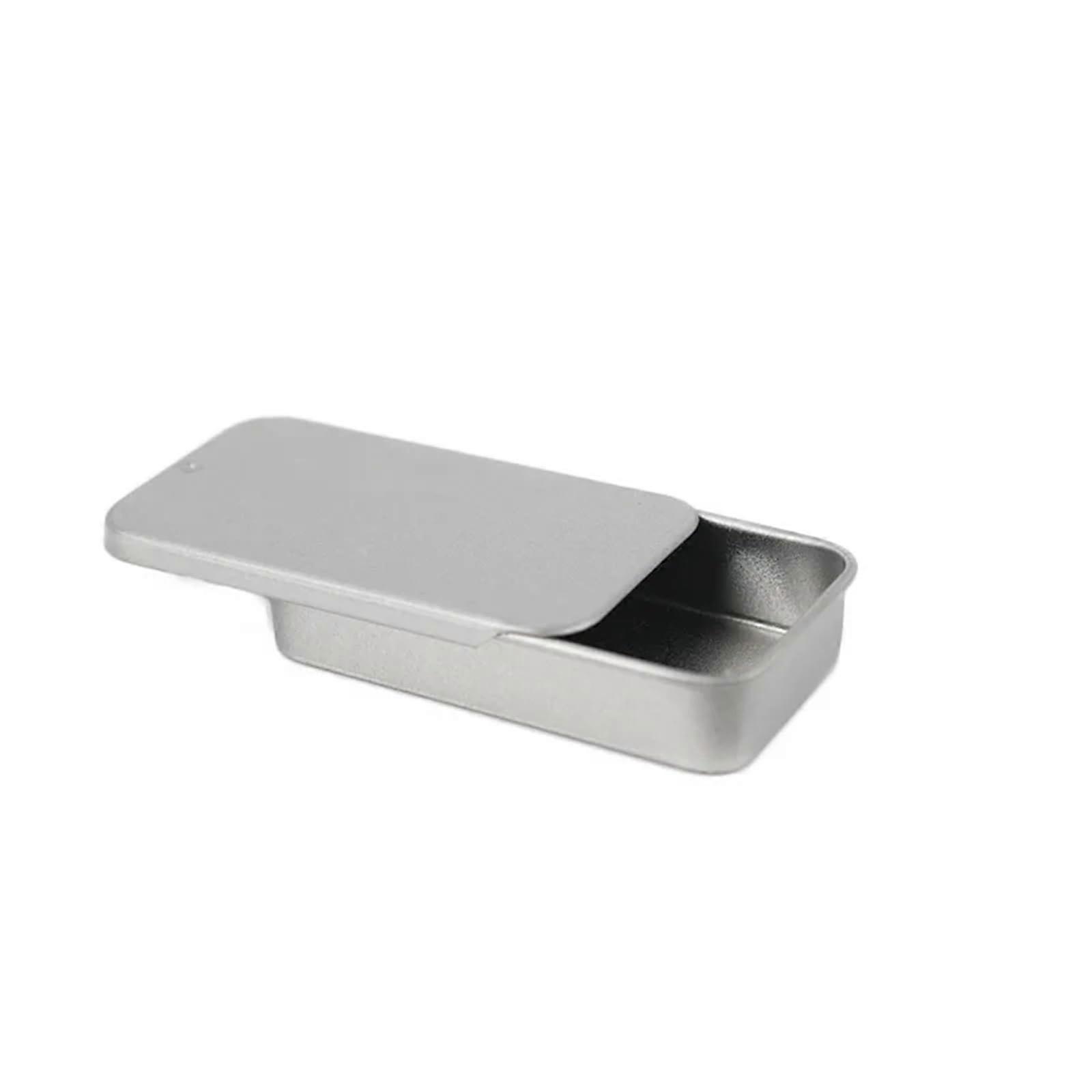 Mini Tin Storage Containers 30pcs 16ml Silver Metal Slide Lid Rectangular Boxes for Candy