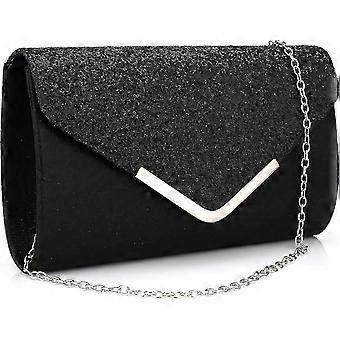 Evening Bag Silver Sequin with Detachable Chain for Wedding Party Clutch Purse