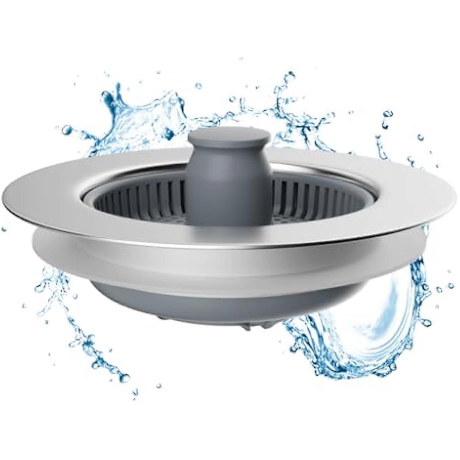 Kitchen Sink Strainer and Plug Combo - Universal 3-in-1 Stainless Stee