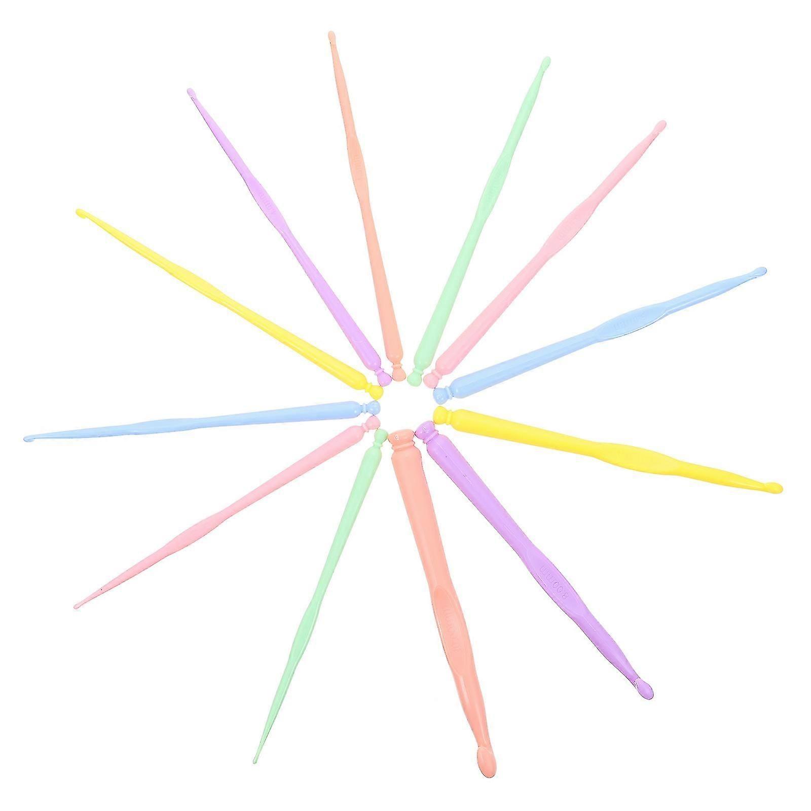 Knitting Hooks Plastic Crochet Needles for Crafts 12Pcs Assorted