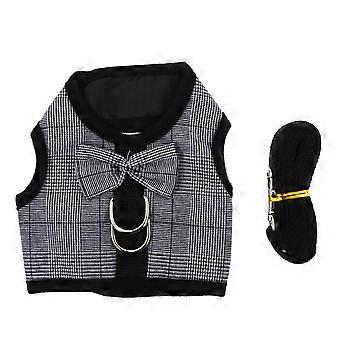 Harnas en riemset met vest voor konijnen, 2 sets, zwart