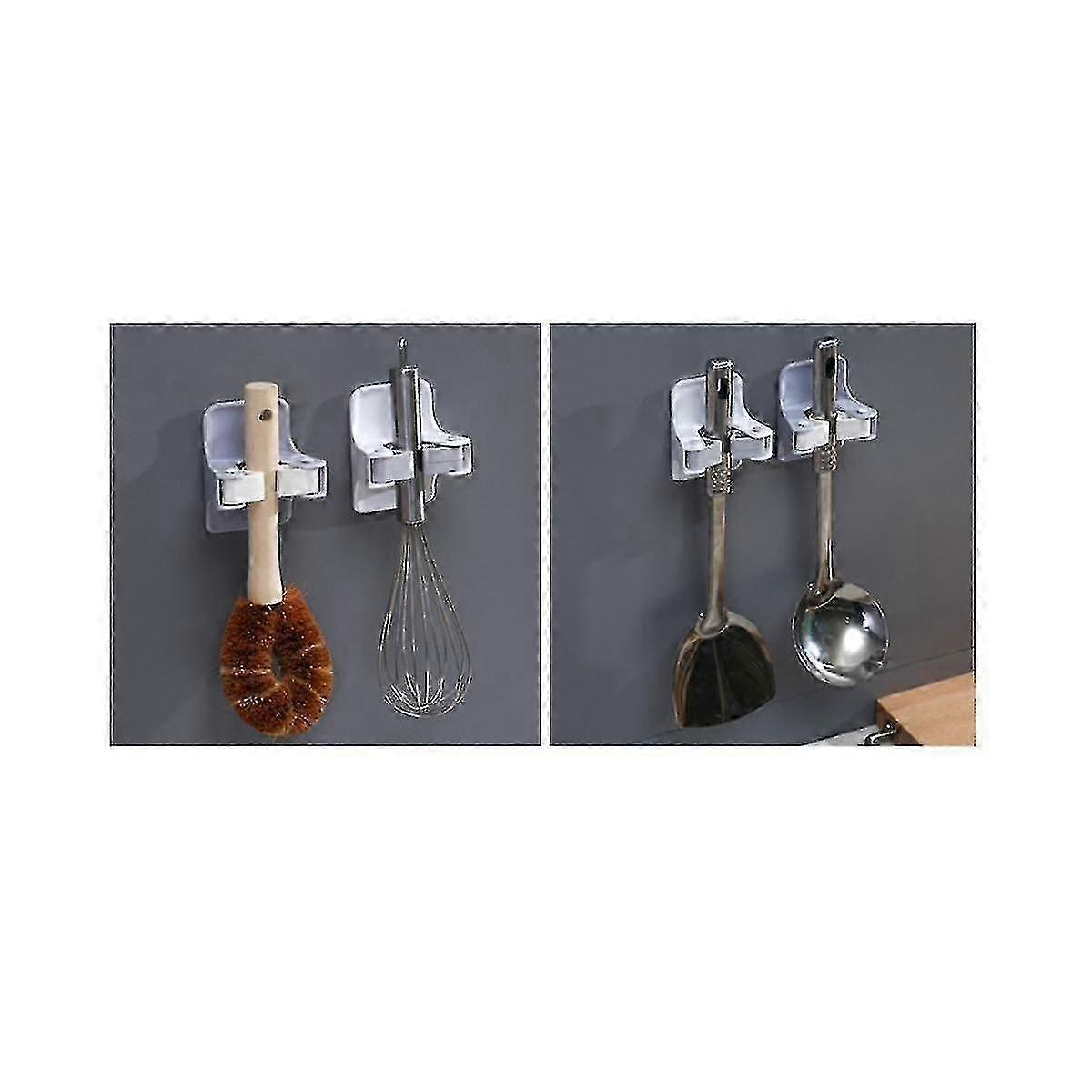 Broom Wall Mount, 8-Piece Set, No Drilling Required, Suitable for Multiple Surfaces