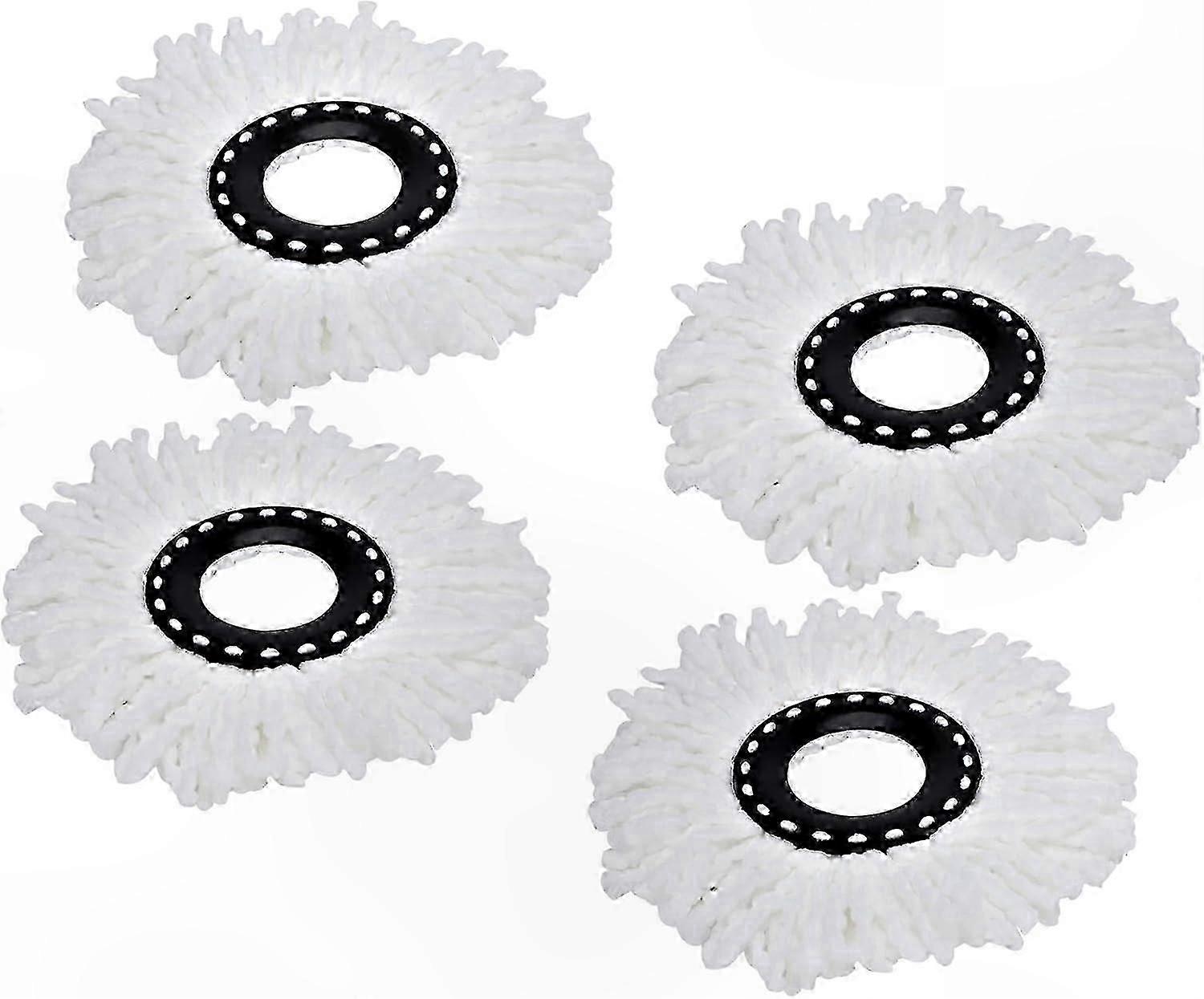 4-Pack Microfiber Mop Head Refills compatible with 360-Degree Rotating Round Mops, White