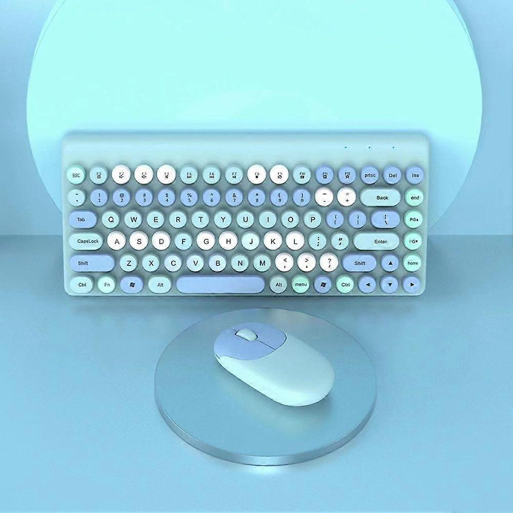 Wireless Keyboard Mouse Kit Colorful Mechanical Keyboard Set Multimedia Function Keys Plug and Play Desktop Computer Accessories