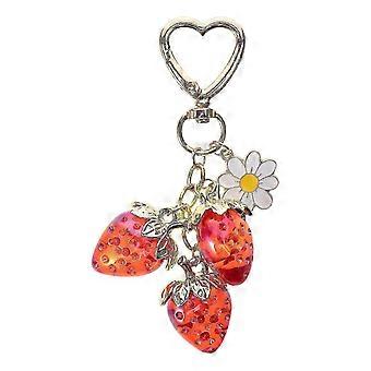 2026  Cute Strawberry Keychain Heart Shape for Decoration 1 Piece Girls Bag Pendant