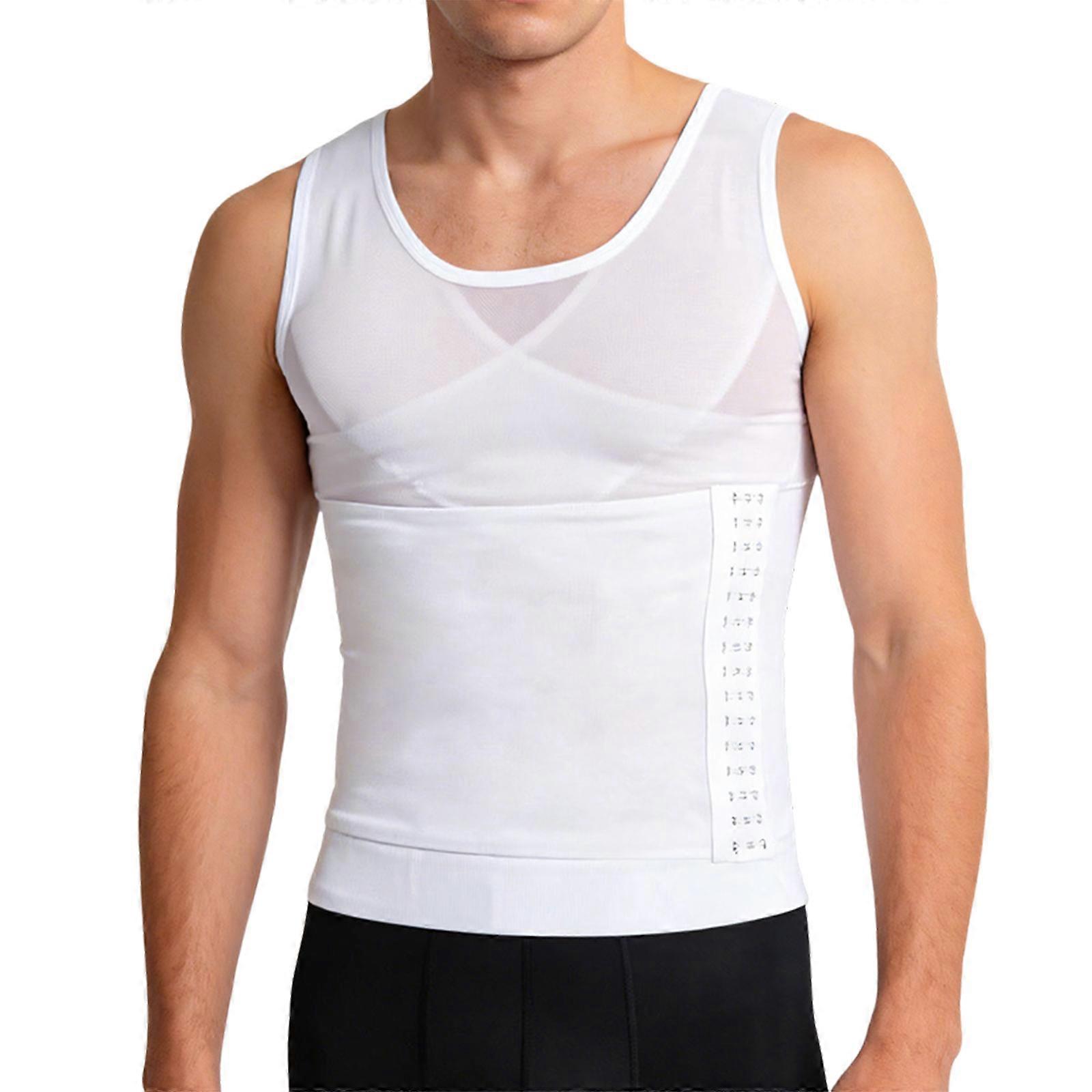 Débardeur gainant de compression pour homme, effet ventre plat et amincissant, soutien du ventre et du dos, blanc, taille S
