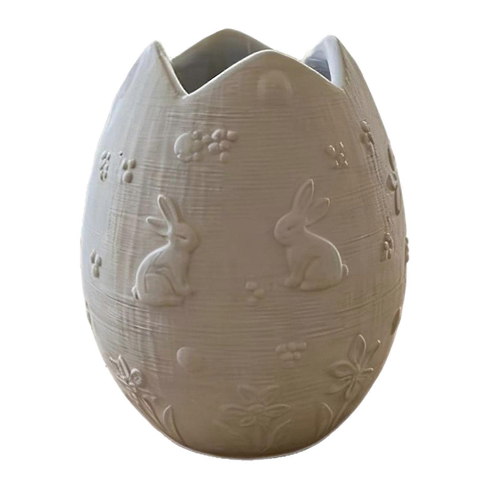 Egg Shape Flower Holder - Embossed Rabbit & Durable - for Spring & Home