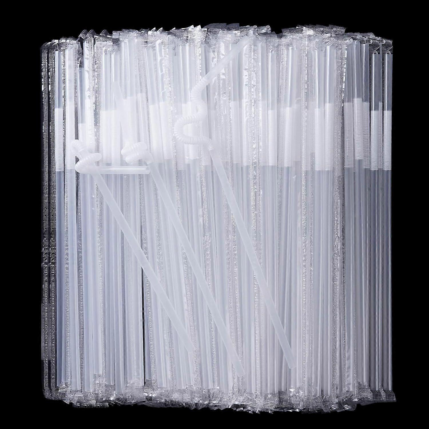 200pcs Individually Packed Clear Plastic Flexible Disposable Drinking Straws