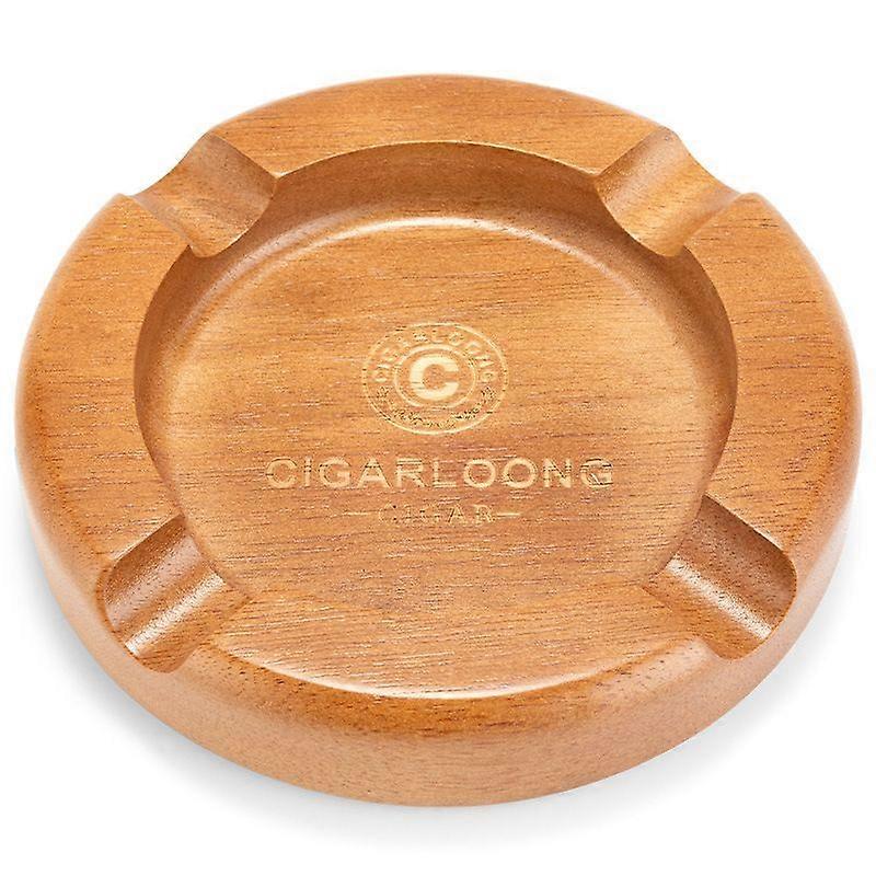 Cigar Ashtray Round Solid Wood Classical Large Diameter Slot