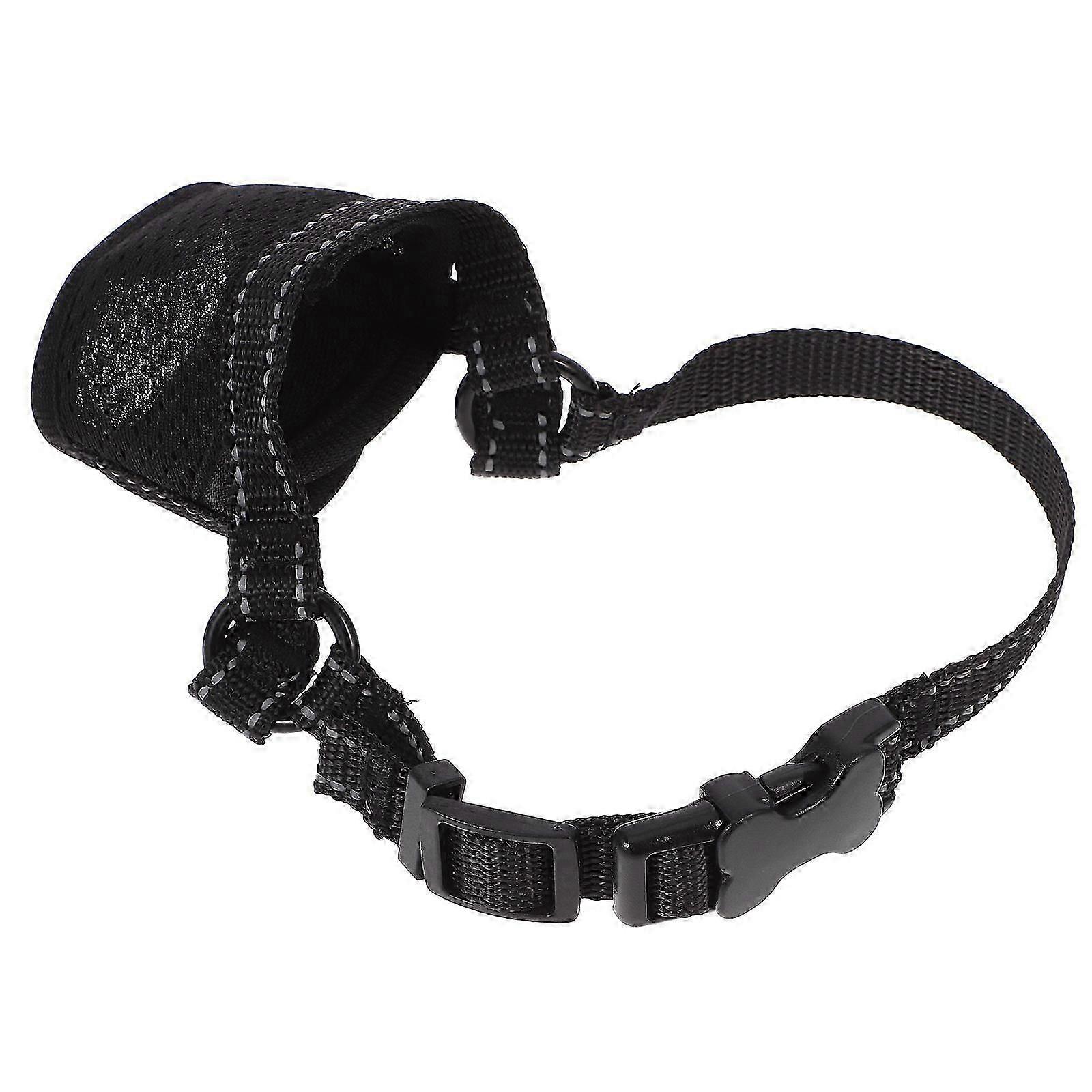 Dog Muzzle Anti-Biting Walking Mask 3Pcs Adjustable Black Polyester