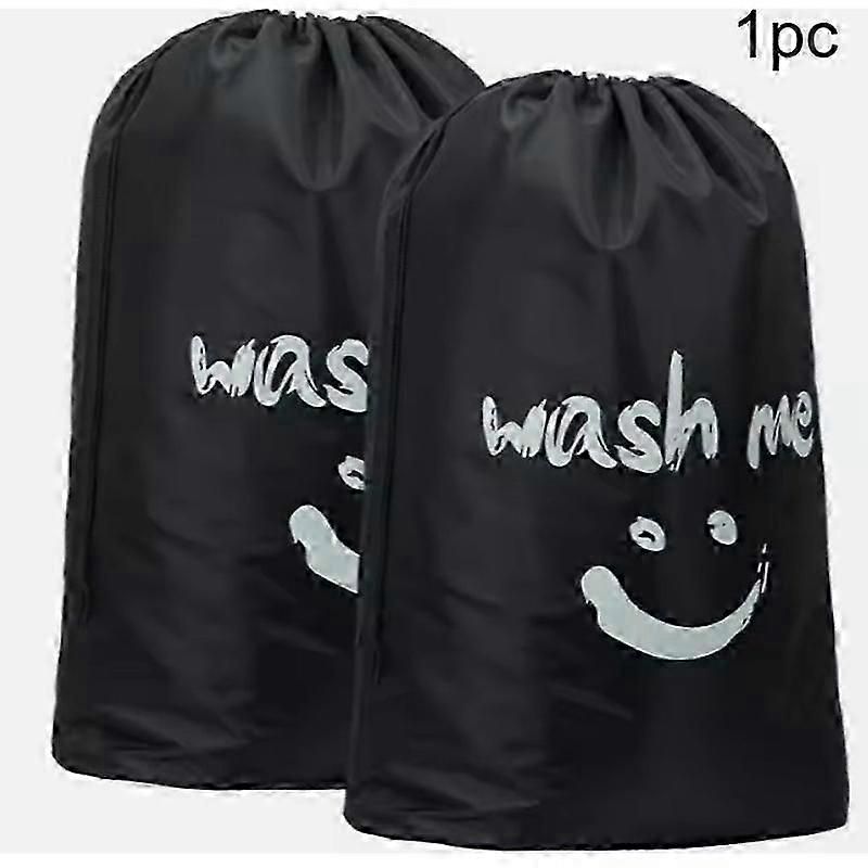 1pc Large Drawstring Laundry Bag - Durable Polyester Material with "Please Help Wash Me" Label, Oval and Rectangular Design