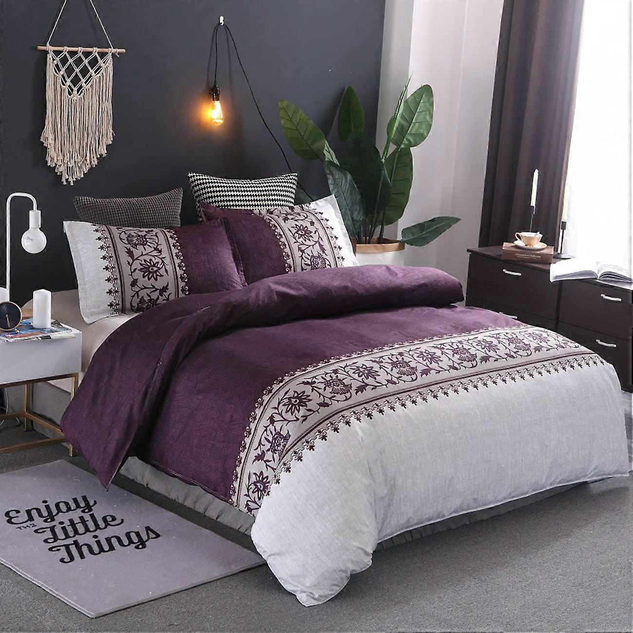 3 peças colcha capa cama edredom capa conjunto violetQueen