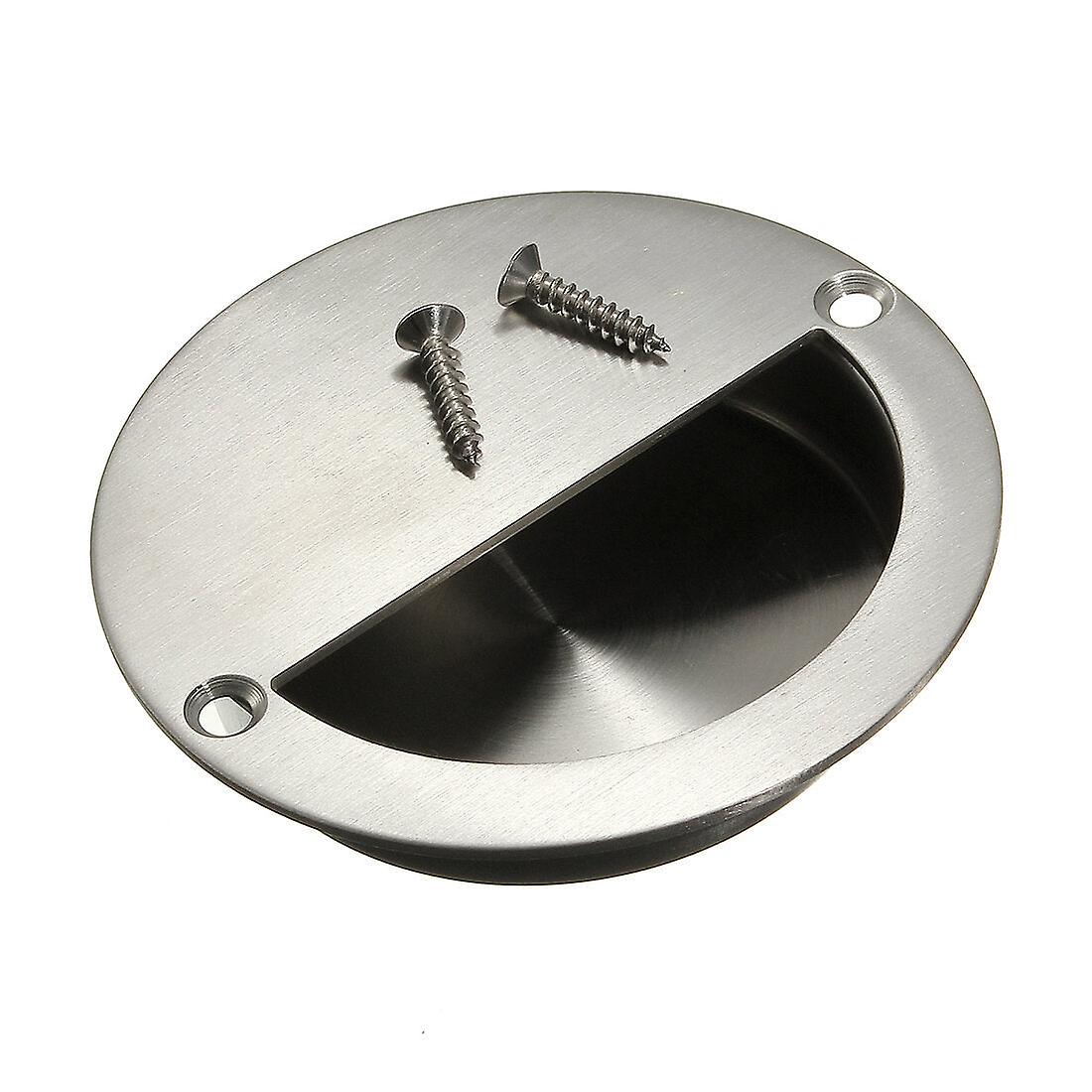 Flush Recessed Pull Door Handle Sus Stainless Steel Circular Covered Type With 2 Screws