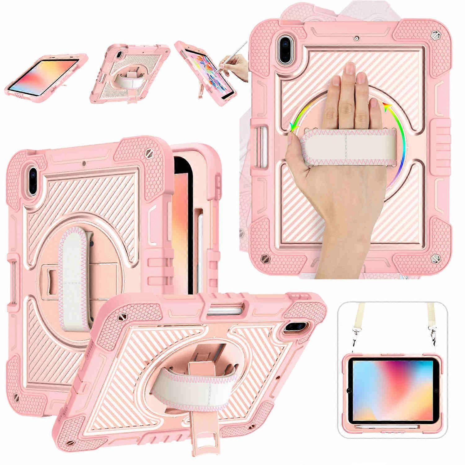 For Apple iPad 11th Gen A16 2025 / 10.9 2022 360 Degree Pink Shock Tablet Bag Case Pouch