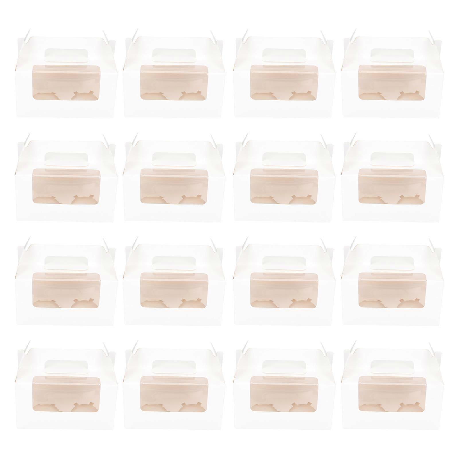 White Muffin Cupcake Boxes, 16Pcs, for Baking & Dessert Packing