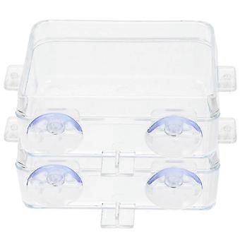 Gjennomsiktige reptilmatere i plast, fôringsbokser for oppbevaring, sett med 2 deler
