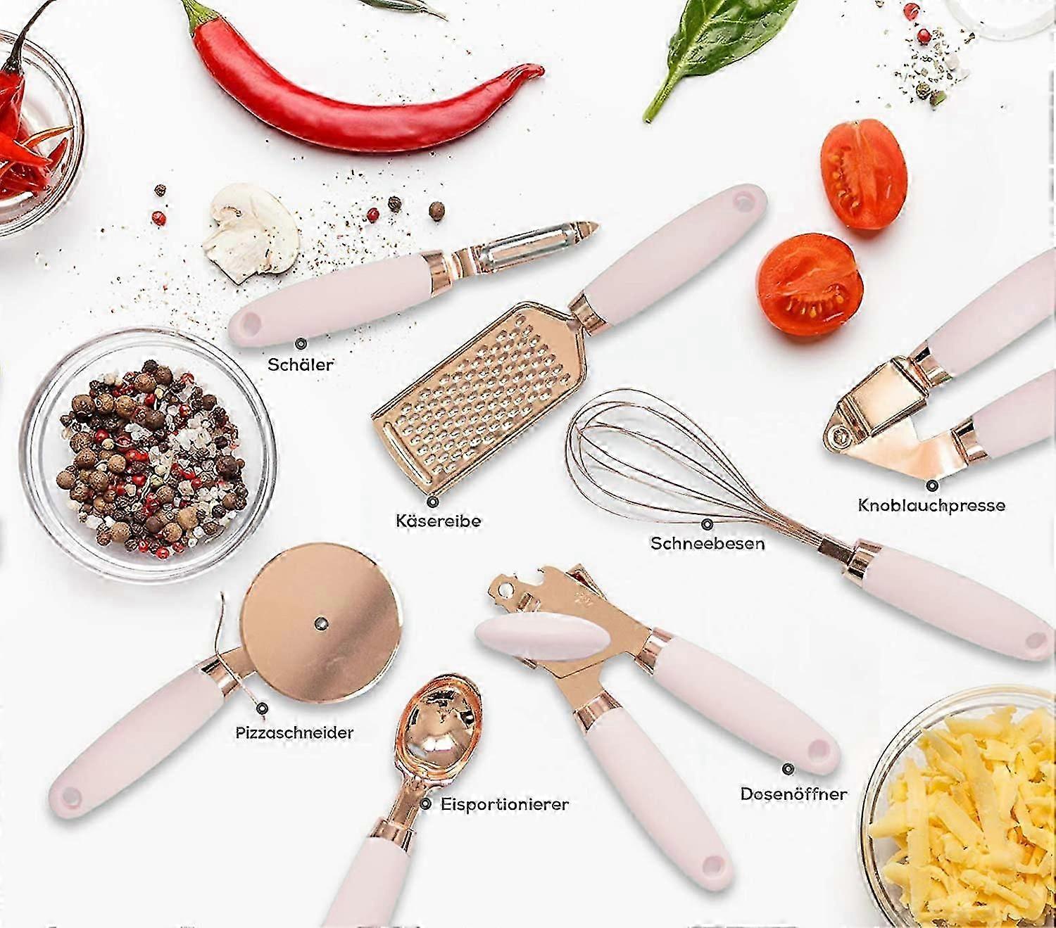 7pcs Stylish Kitchen Utensil Set Rose Copper