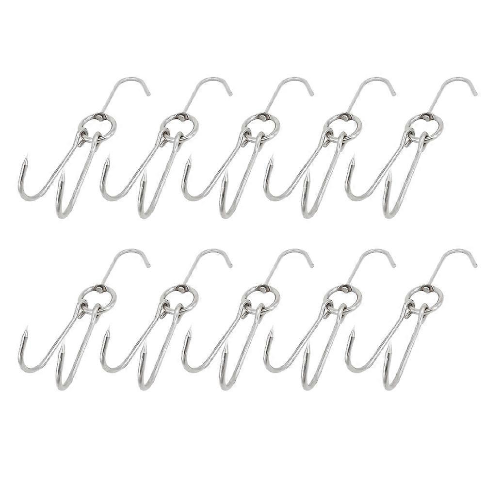 10 Pcs Sturdy Meat Hooks Creative Poultry Hooks Simple BBQ Hooks (Silver)