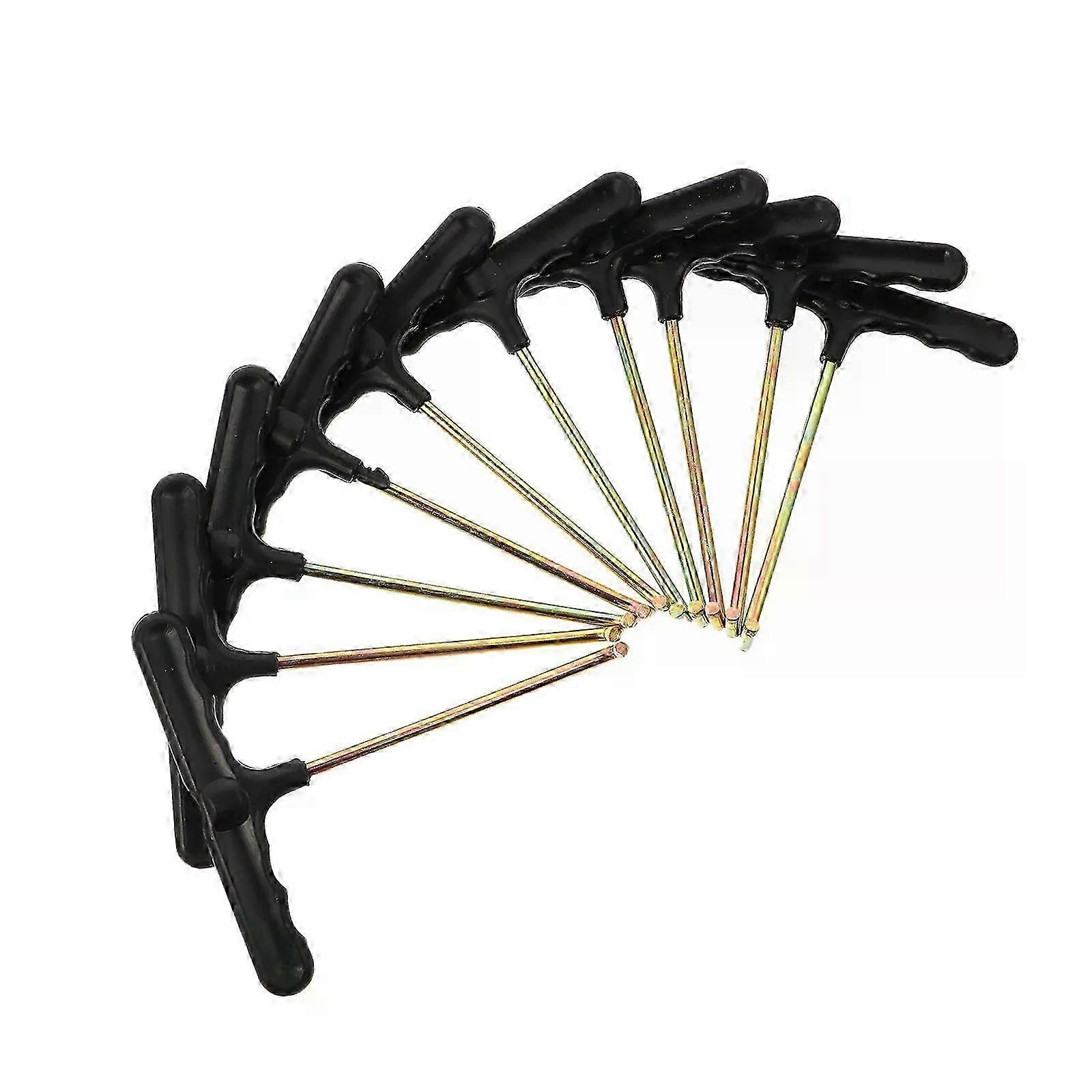 10-piece trampoline spring disassembly tool set, featuring T-hooks, comfortable handles, stainless steel construction, durability, and multi-functiona