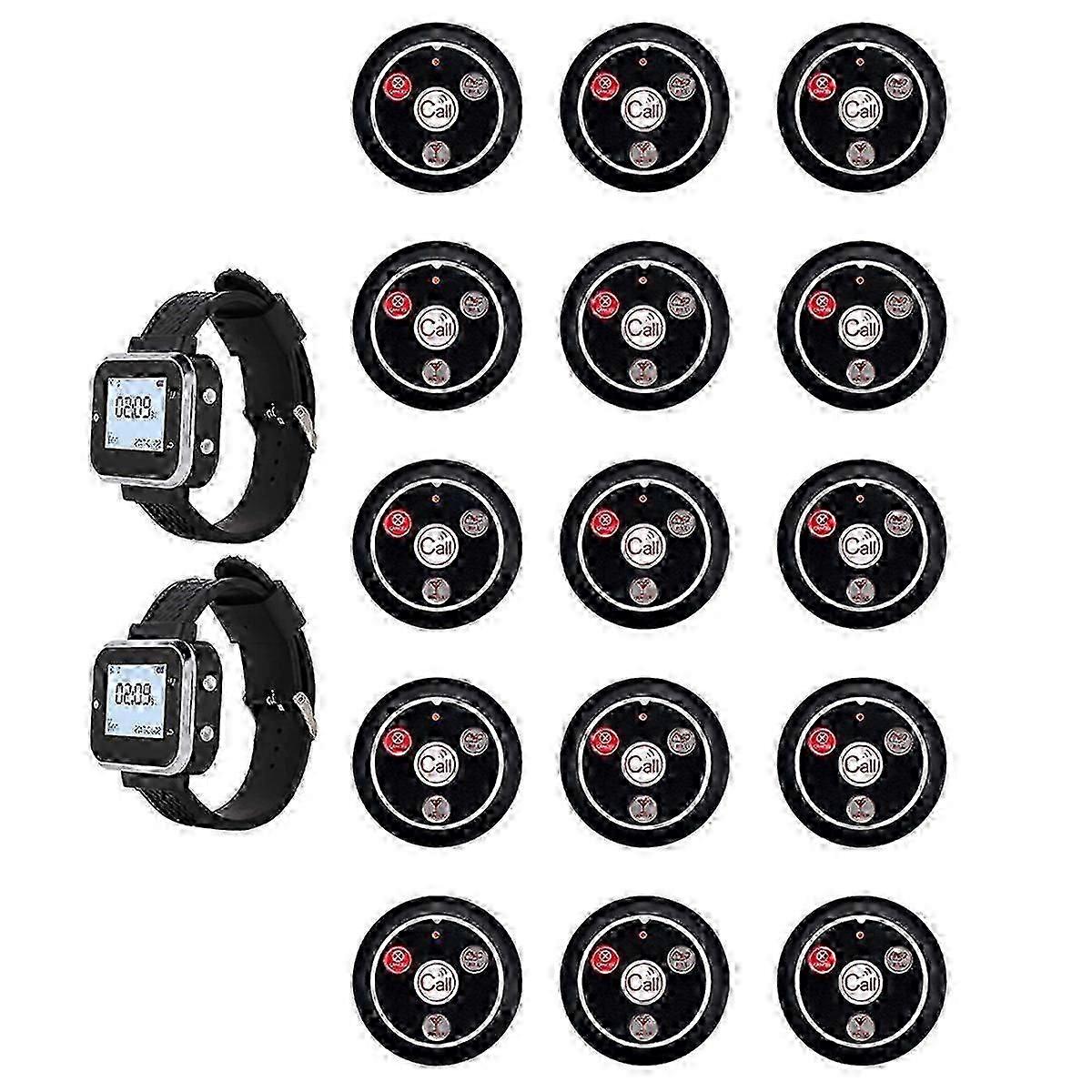 15 Table Call Button Transmitter EU Plug Cafe Waiter Service Buzzer