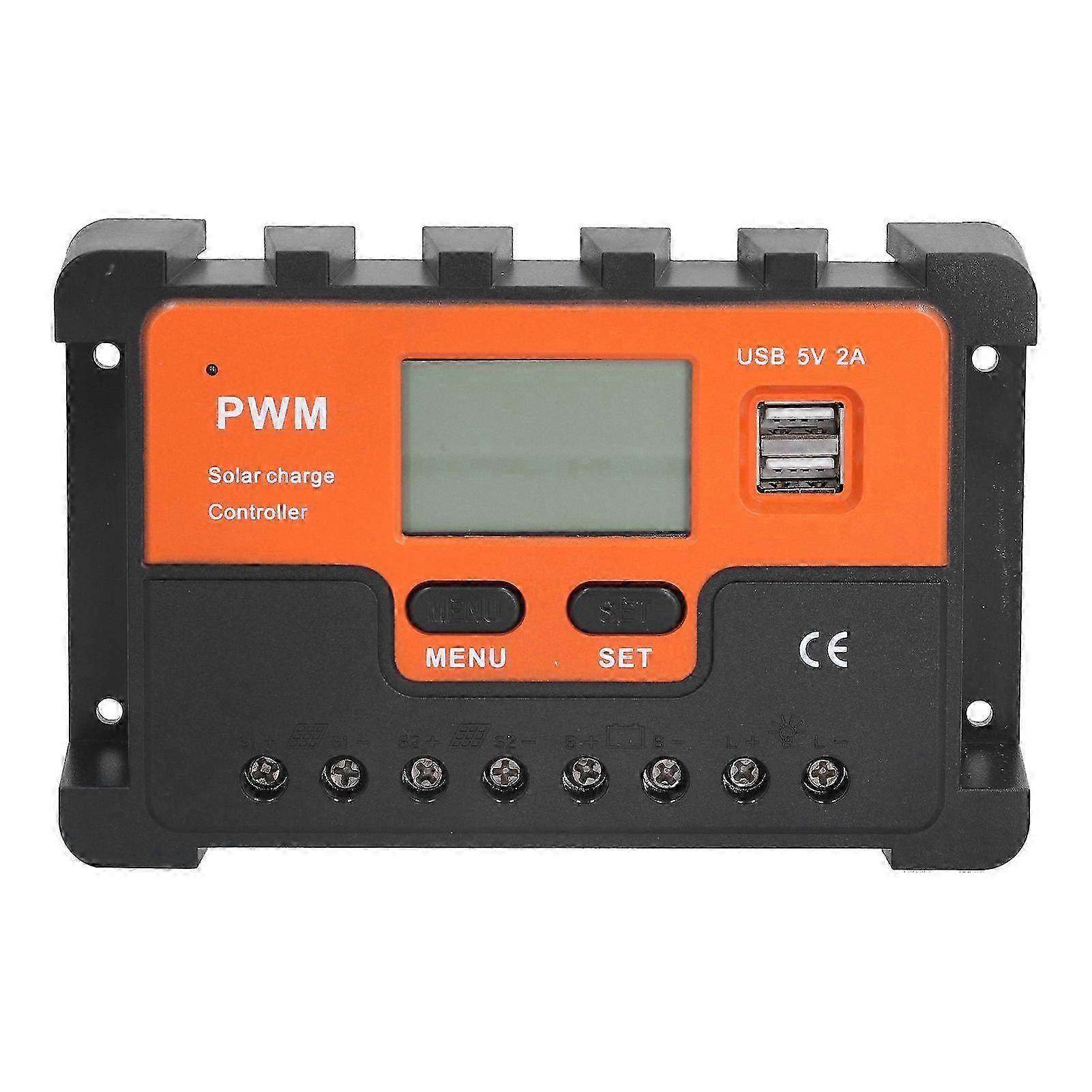 Solar Charge Controller 12V/24V 30A Circuit Protection Dual USB Interface Paremeter Adjustable LCD Controller