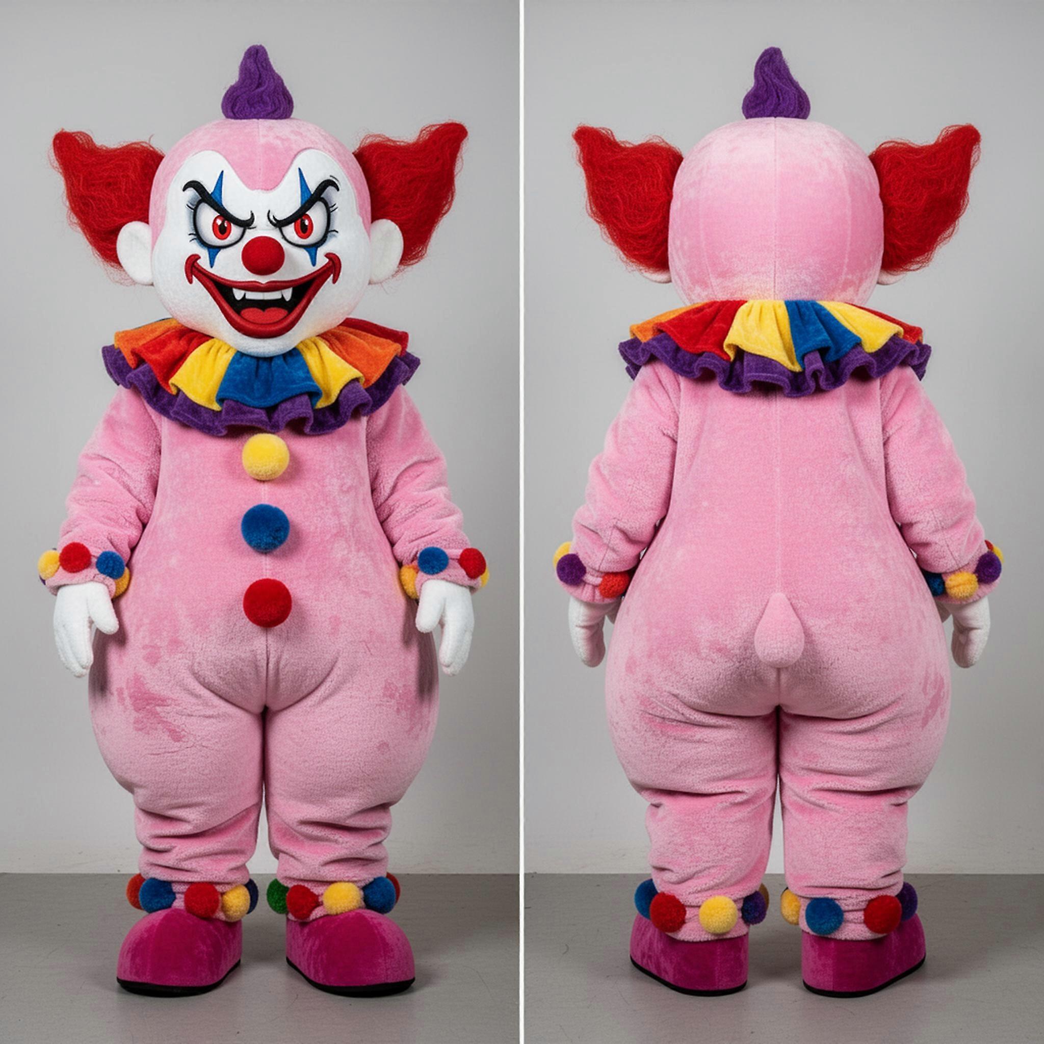 MASTICOT Pink Playful Evil Clown Mascot