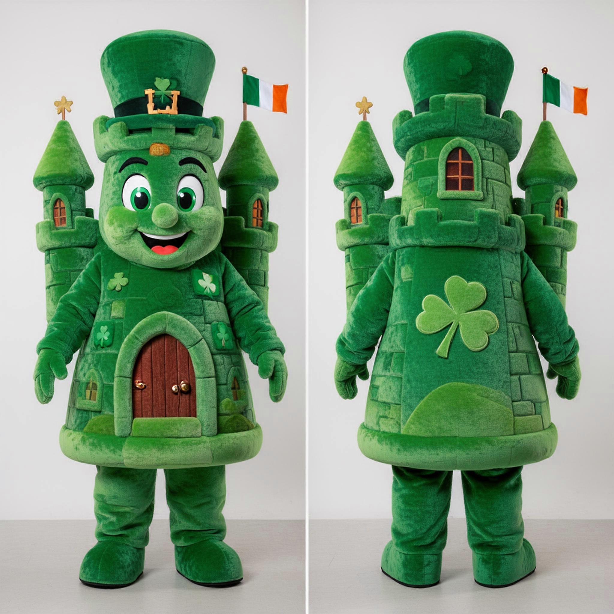 MASTICOT Emerald Green Broad Shouldered Irish Castle Mascot