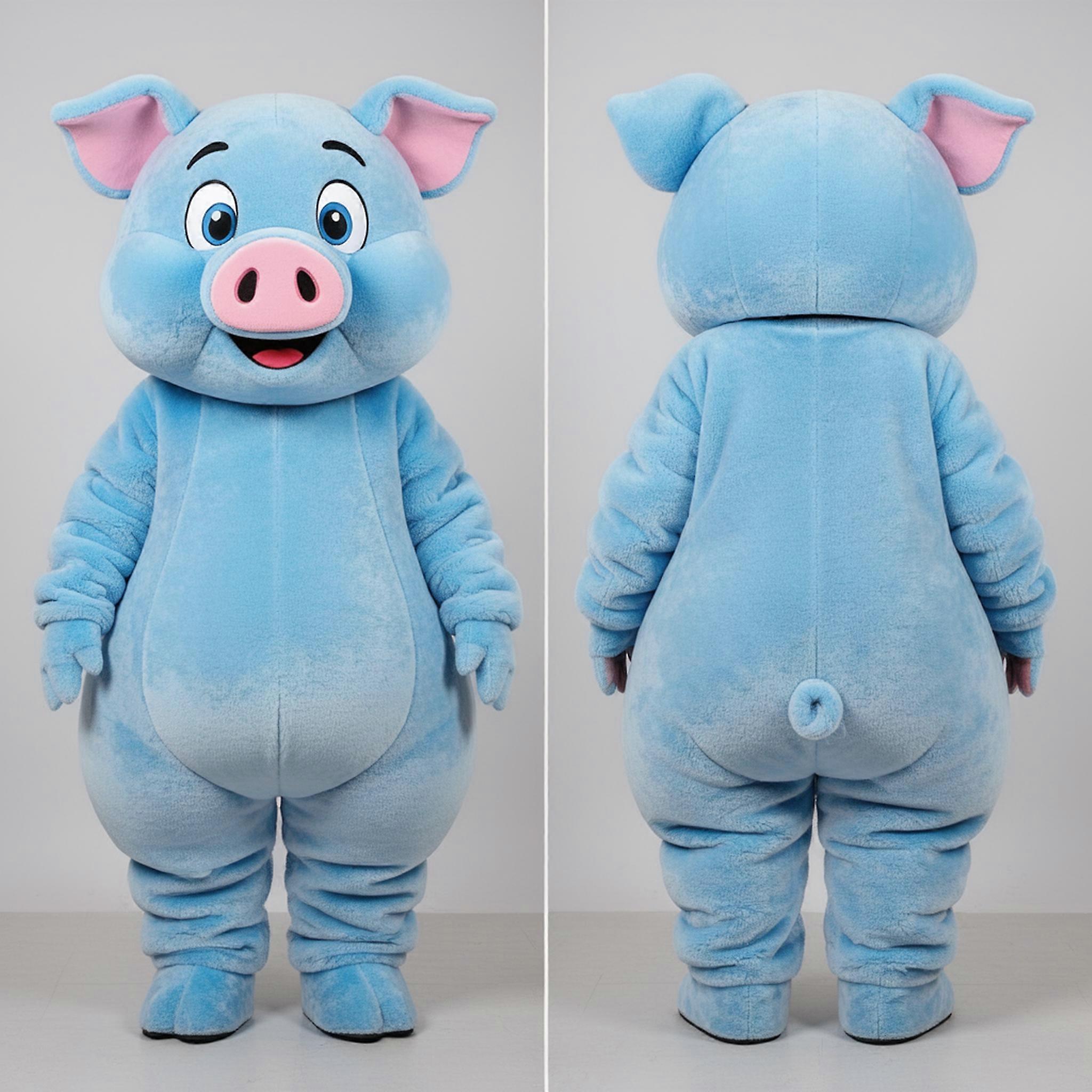 MASTICOT Sky Blue Rounded Pig Mascot