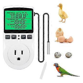 Digitaler Temperaturregler, hintergrundbeleuchteter LCD-Bildschirm, Thermostat, Heizung, Kühlung, Auslassstecker für Reptilieninkubator, US-Stecker
