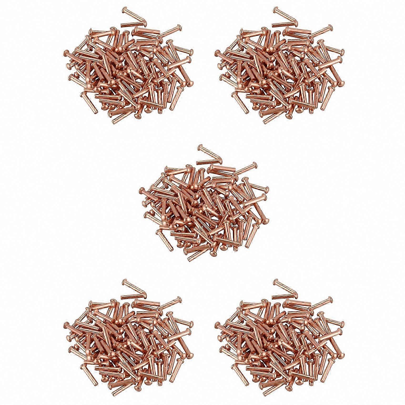 500 Pcs Round Head Copper Solid Rivets Fasteners, 5/64 In x 25/64 In