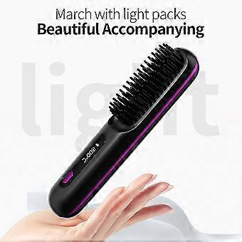 Fast Heating Cordless Ionic Hair Straightener Brush, 3 Heat Settings, USB Rechargeable