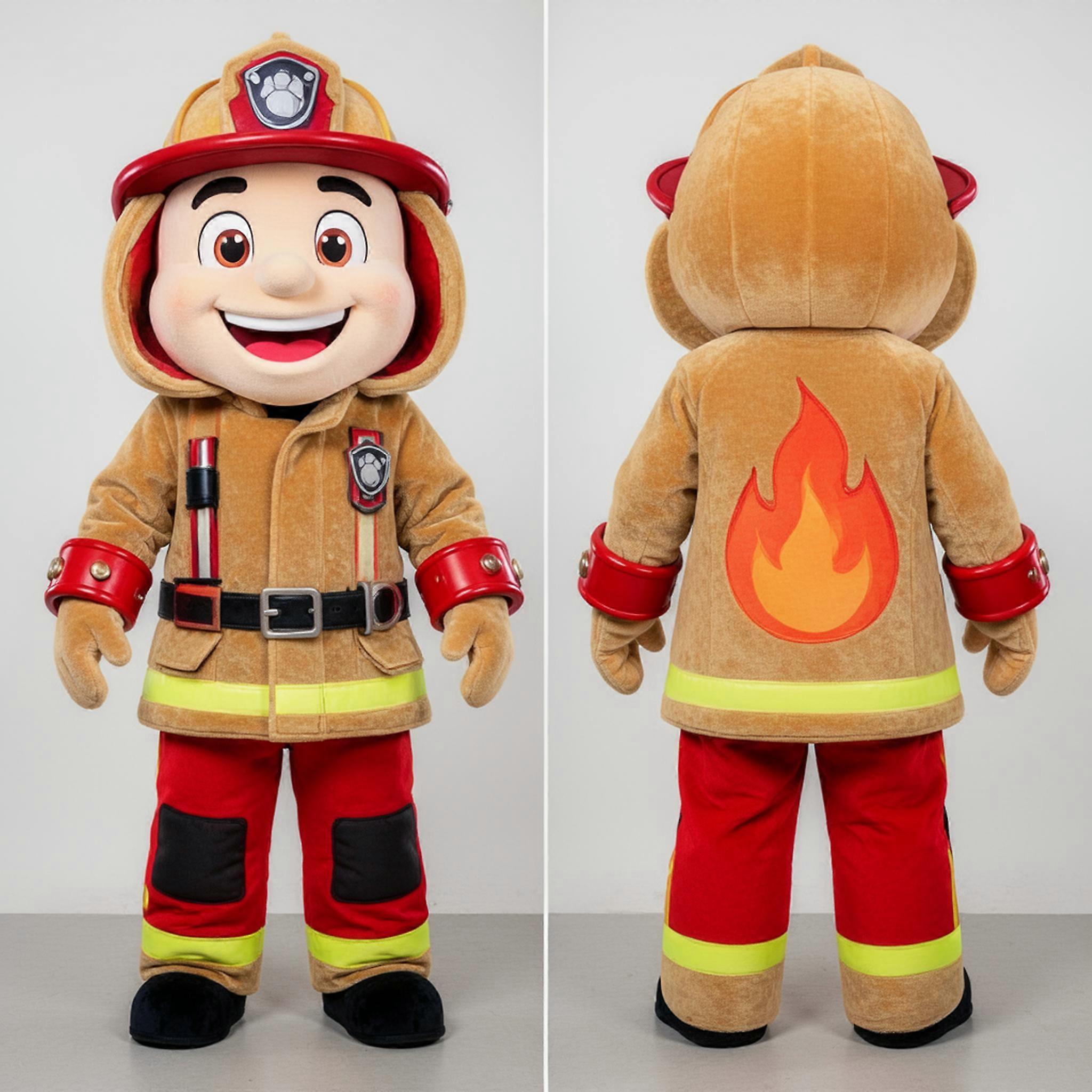 MASTICOT Tan Courageous Fire Fighter Mascot
