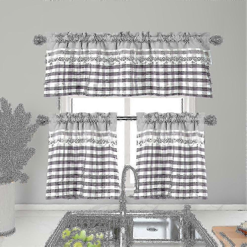Curtains compatible with Kitchen Window with Valance Topper and Drapes