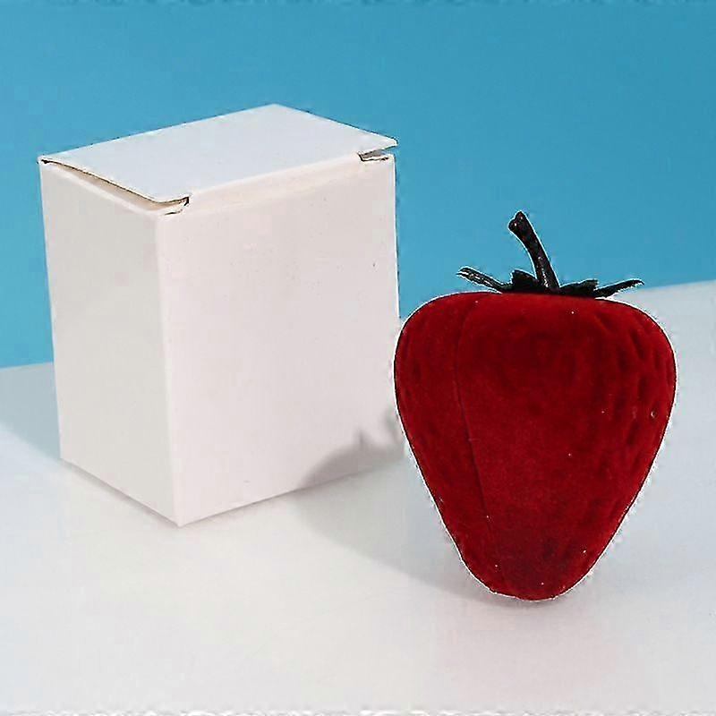 Cartoon Strawberry Plush Ring Box