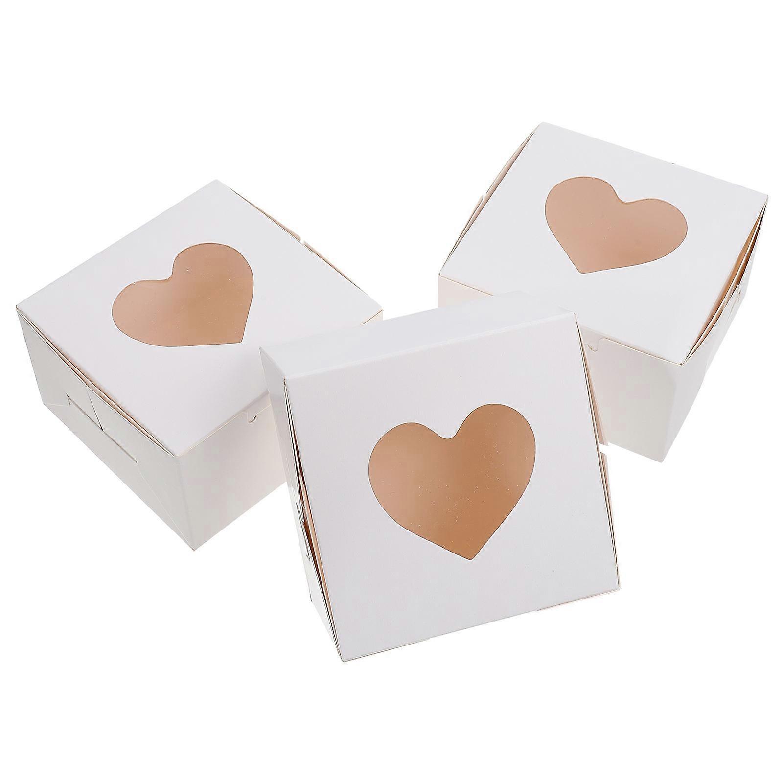 Cake Packaging Box compatible with Storage Use 20Pcs White Paper Boxes with Clear Window