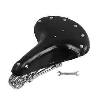 Bicycle cowhide saddle real three-spring seat cushion retro seat cowhide saddle seat bag bicycle accessories-brnv
