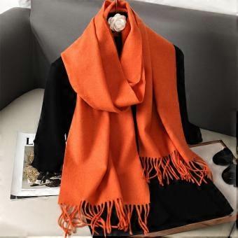 Women's winter thickened warm windproof scarf cashmere round shawl solid color outdoor fashion 13 [XR]